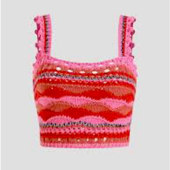 Cotton Emporium Tops - Cotton Emporium Crochet Knit Cropped Tank Top Y2K Summer Boho Chic Small